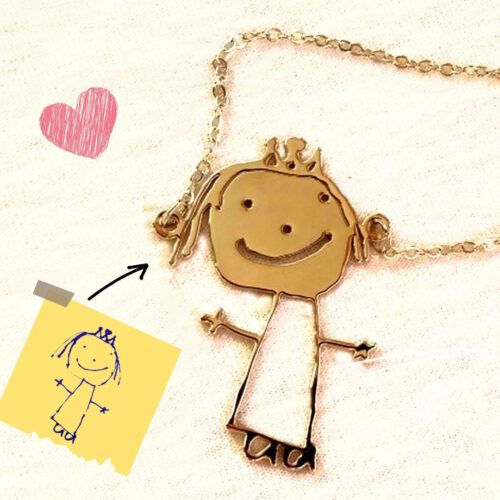 Custom Drafted Child's Drawing Necklace