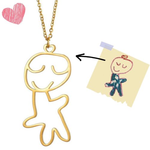 Custom Drafted Child's Drawing Necklace