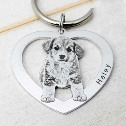 pet dog keychain (heart design in sketch finish)