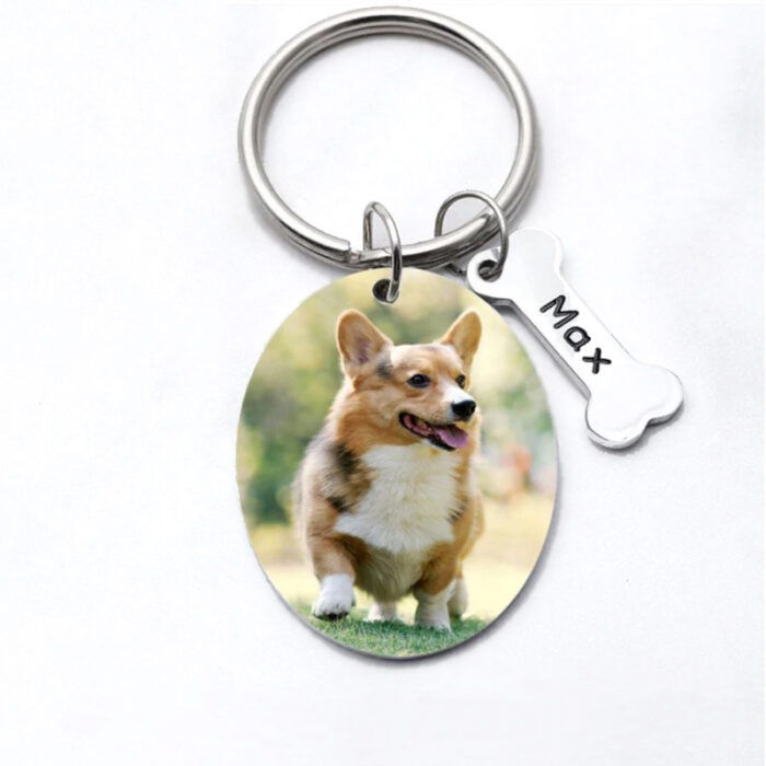 pet dog keychain (oval shape in color finish)