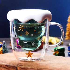Double Wall Christmas Tree Glass Mug